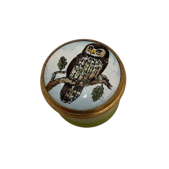 VTG Halcyon Days Bilston Battersea Enamels Owl Trinket‎ Pilll Box England - Picture 6 of 8